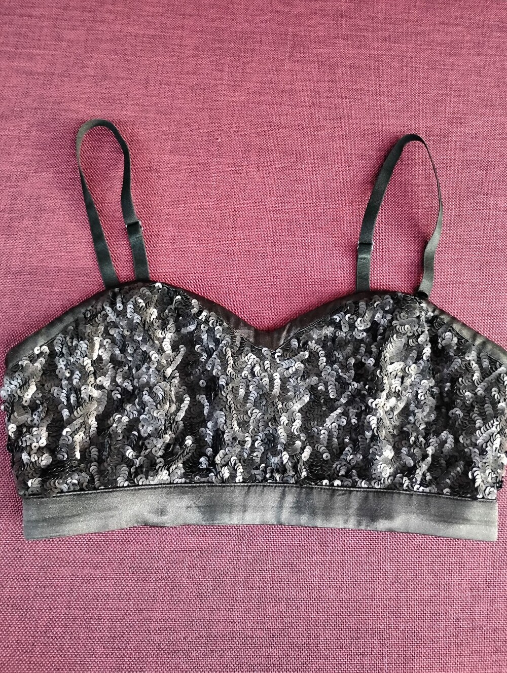 Guess Women’s Black Sequin Crop Top Size XS